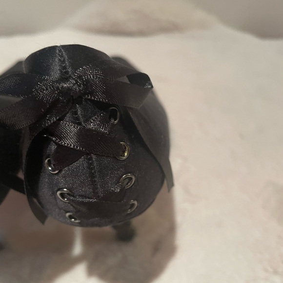 BCBG MaxAzria Anya Black Satin Peep Toe Heels - Picture 4 of 6